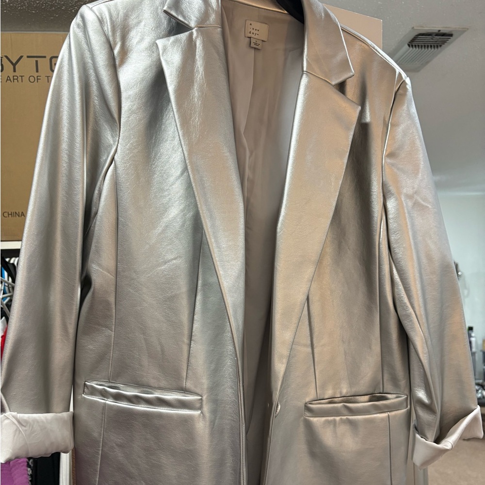 a new day Metallic Silver Blazer